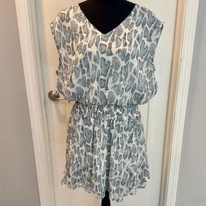Kori America Mini Dress, M, EUC, Blue Snake Print, Sleeveless